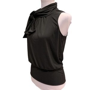 NWT Express Black Sleeveless Mock Neck Top With Tie One Shoulder Womens Sz S
